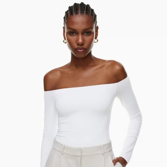 Aritzia off the shoulder contour long sleeve top sz M white - Picture 1 of 5